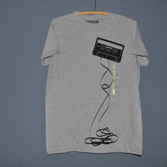 New MAXELL Men's Gray Cassette Tape T-Shirt [C6] - Picture 3 of 6
